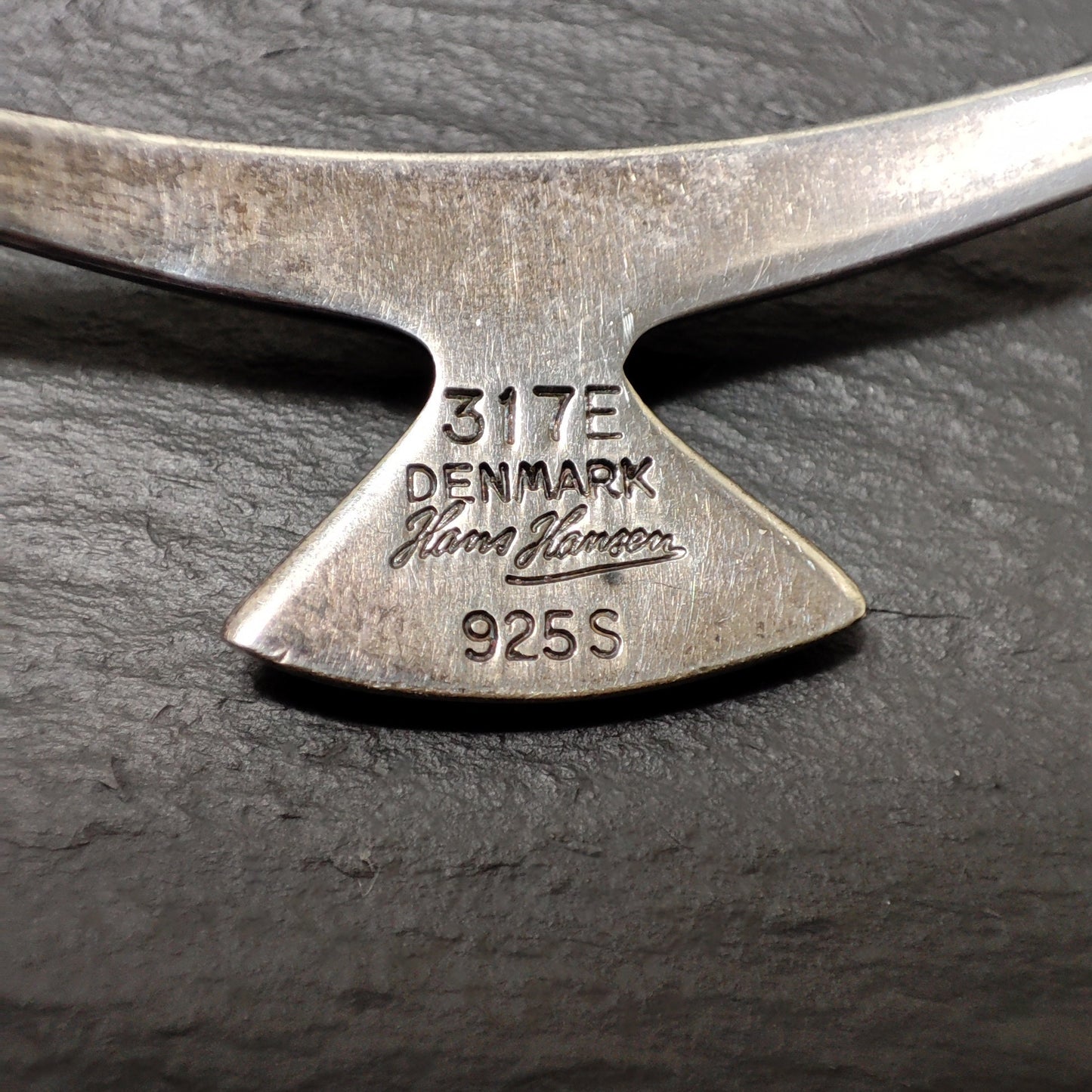 Vintage Modernist Sterling Silver and Black Enamel Choker Necklace by Hans Hansen (Georg Jensen), Denmark (B026)