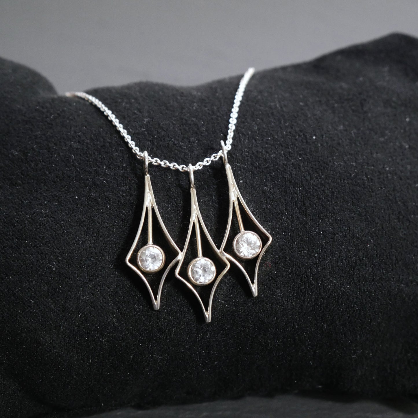 Vintage Modernist Silver Pendant with Chain By Kultasepät Salovaara, Finland (B036)