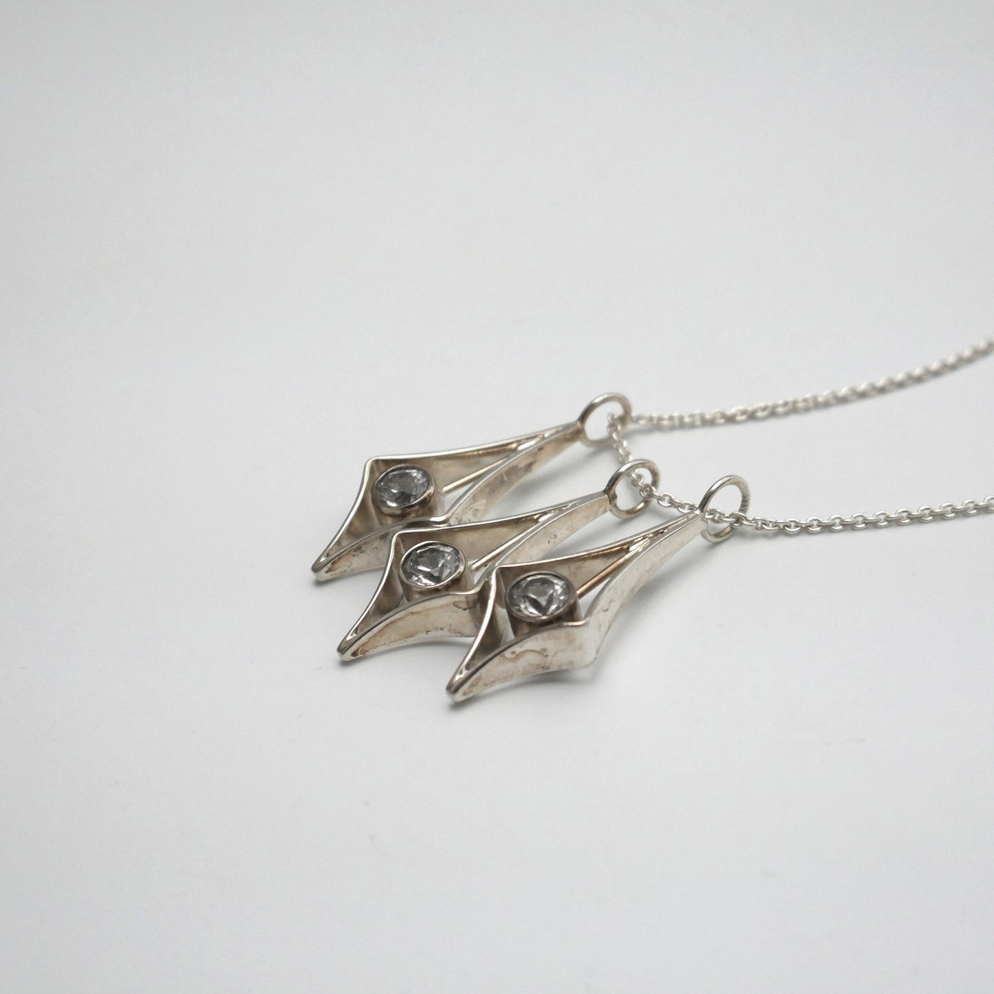 Vintage Modernist Silver Pendant with Chain By Kultasepät Salovaara, Finland (B036)