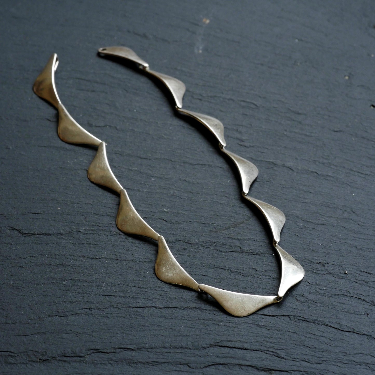 Vintage Modernist Sterling Silver Collar Link Necklace by Aarre & Krogh, Denmark (B061)