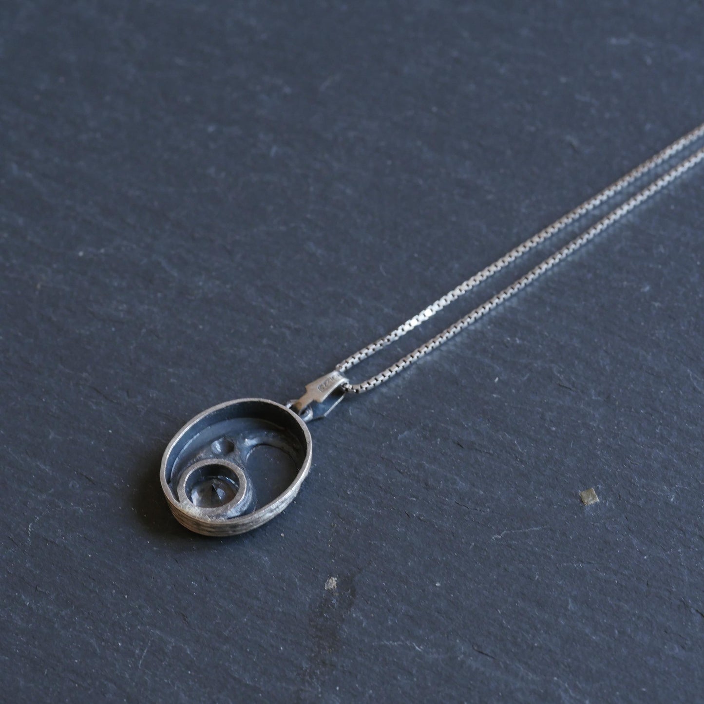Vintage Modernist Sterling Silver 925 with Rock Crystal Pendant by KJP Nordform Finland (B064)