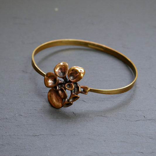 Vintage Modernist Reindeer Moss Bronze Bangle Bracelet by Hannu Ikonen, Finland (B022)