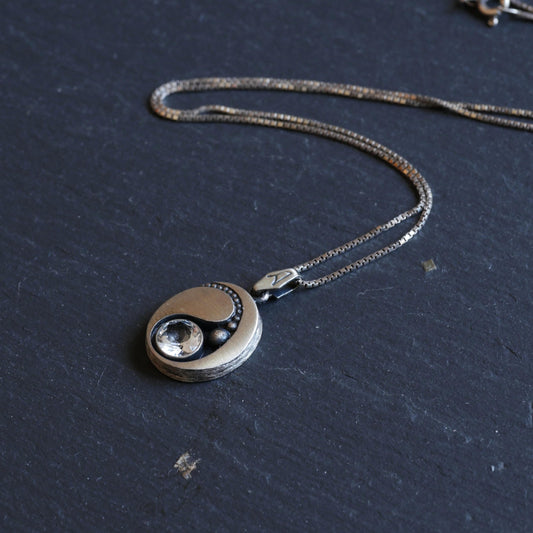 Vintage Modernist Sterling Silver 925 with Rock Crystal Pendant by KJP Nordform Finland (B064)