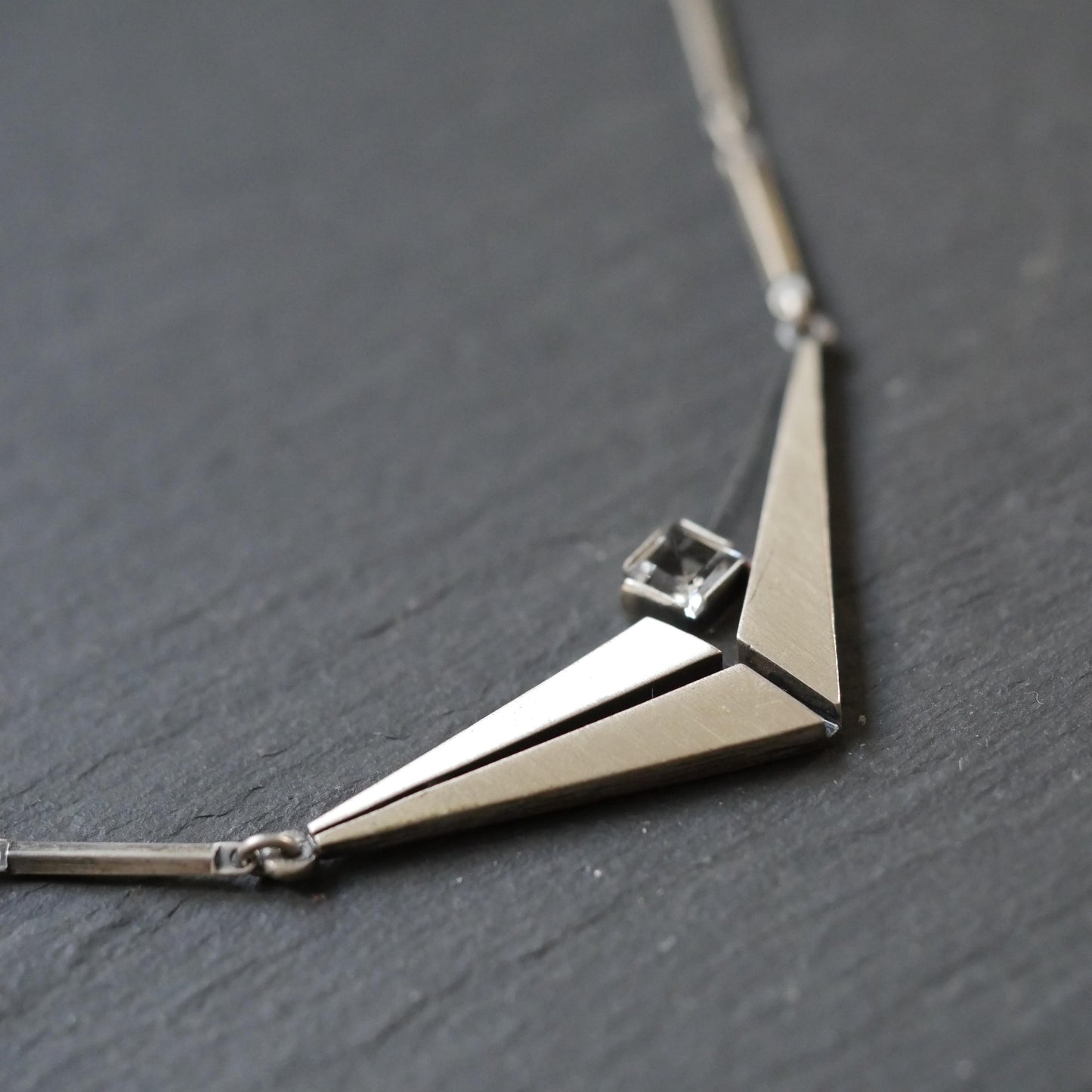 Vintage Modernist Sterling Silver 925 with Rock Crystal Necklace by KJP Nordform Finland (B053)