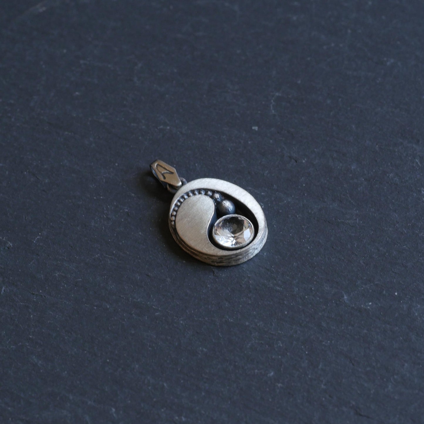 Vintage Modernist Sterling Silver 925 with Rock Crystal Pendant by KJP Nordform Finland (B064)