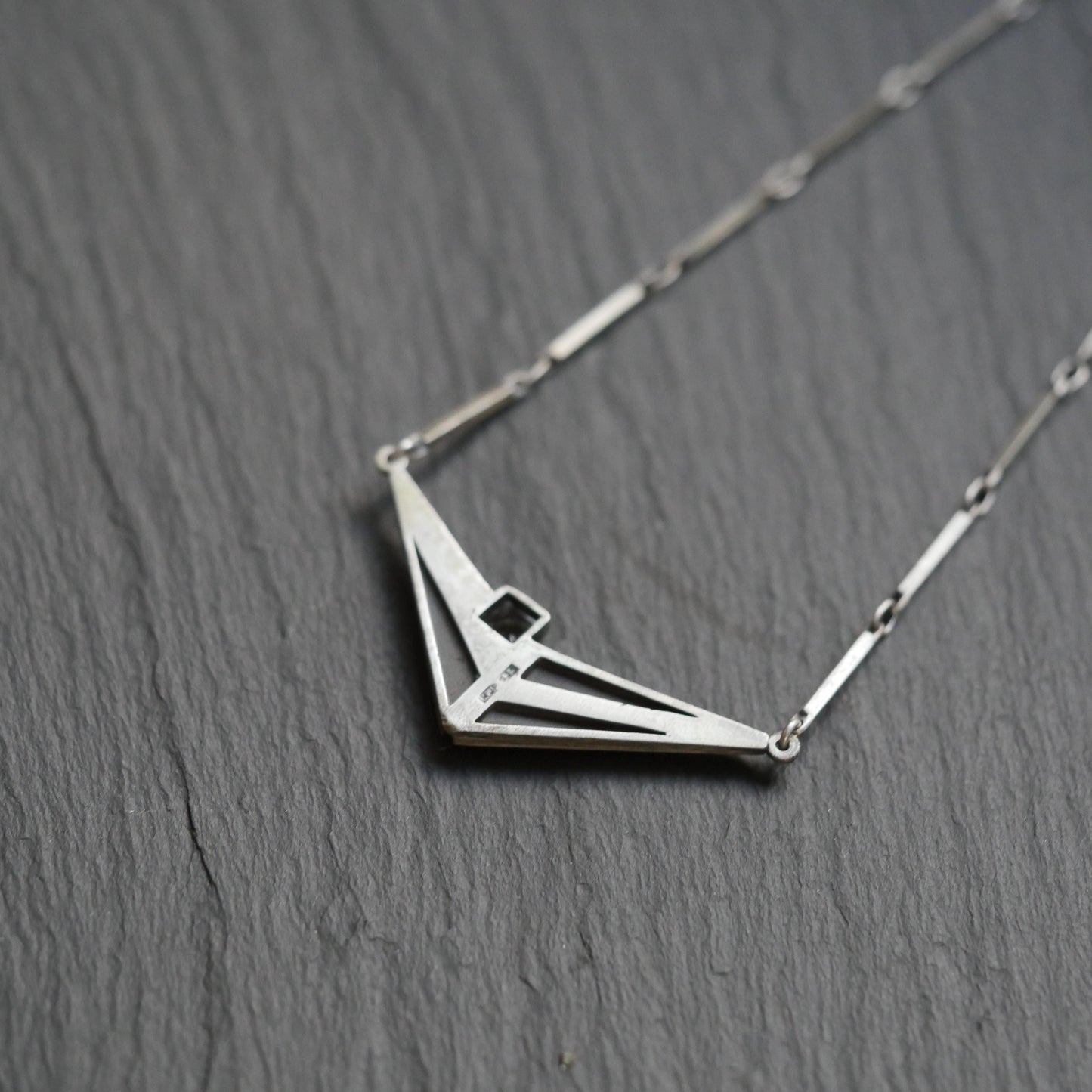 Vintage Modernist Sterling Silver 925 with Rock Crystal Necklace by KJP Nordform Finland (B053)