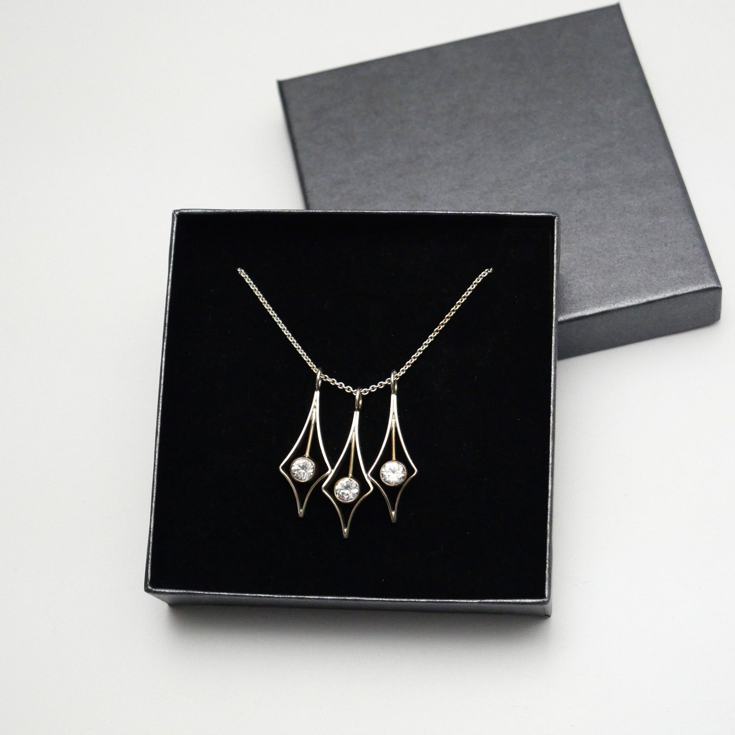 Vintage Modernist Silver Pendant with Chain By Kultasepät Salovaara, Finland (B036)
