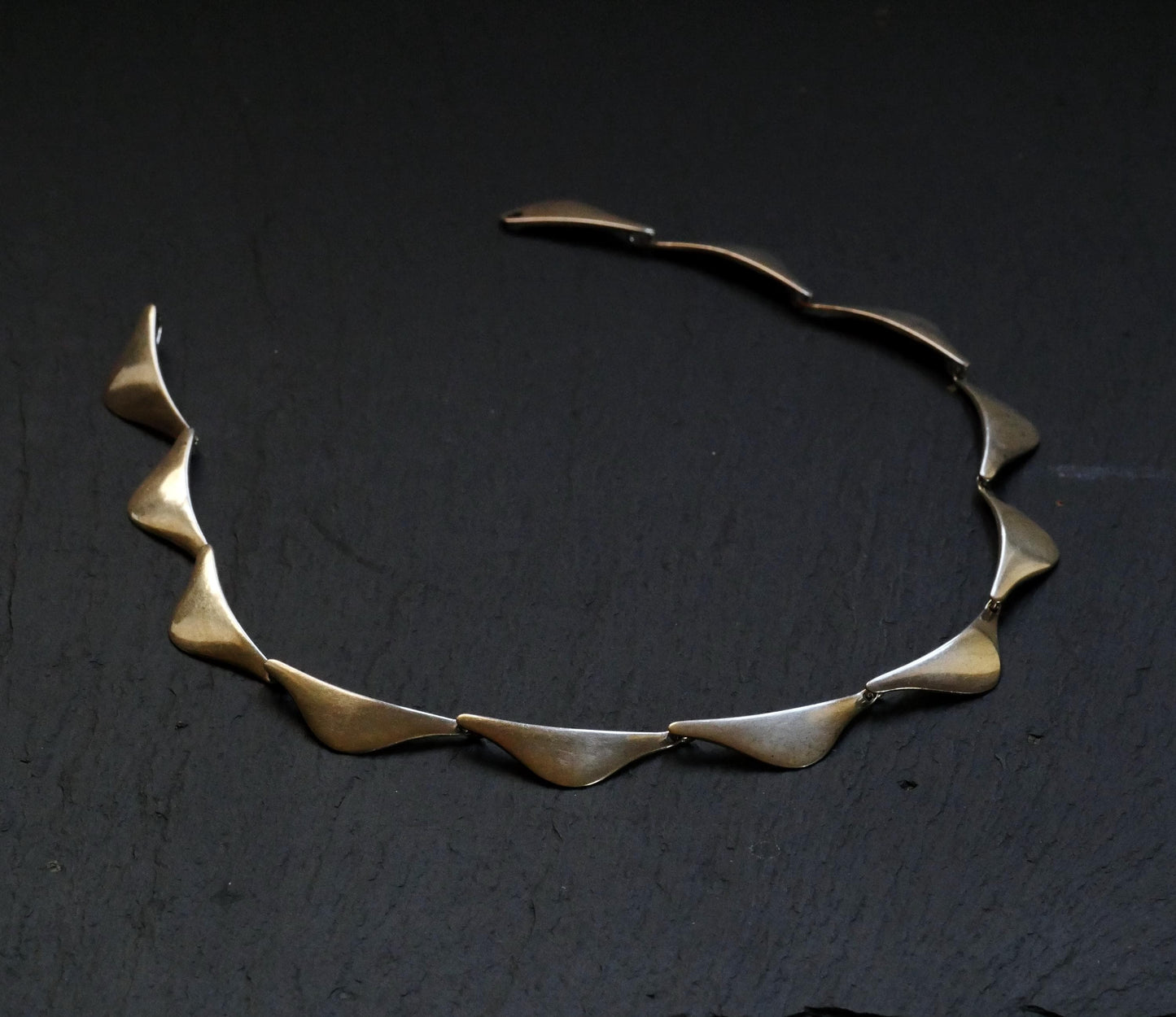 Vintage Modernist Sterling Silver Collar Link Necklace by Aarre & Krogh, Denmark (B061)