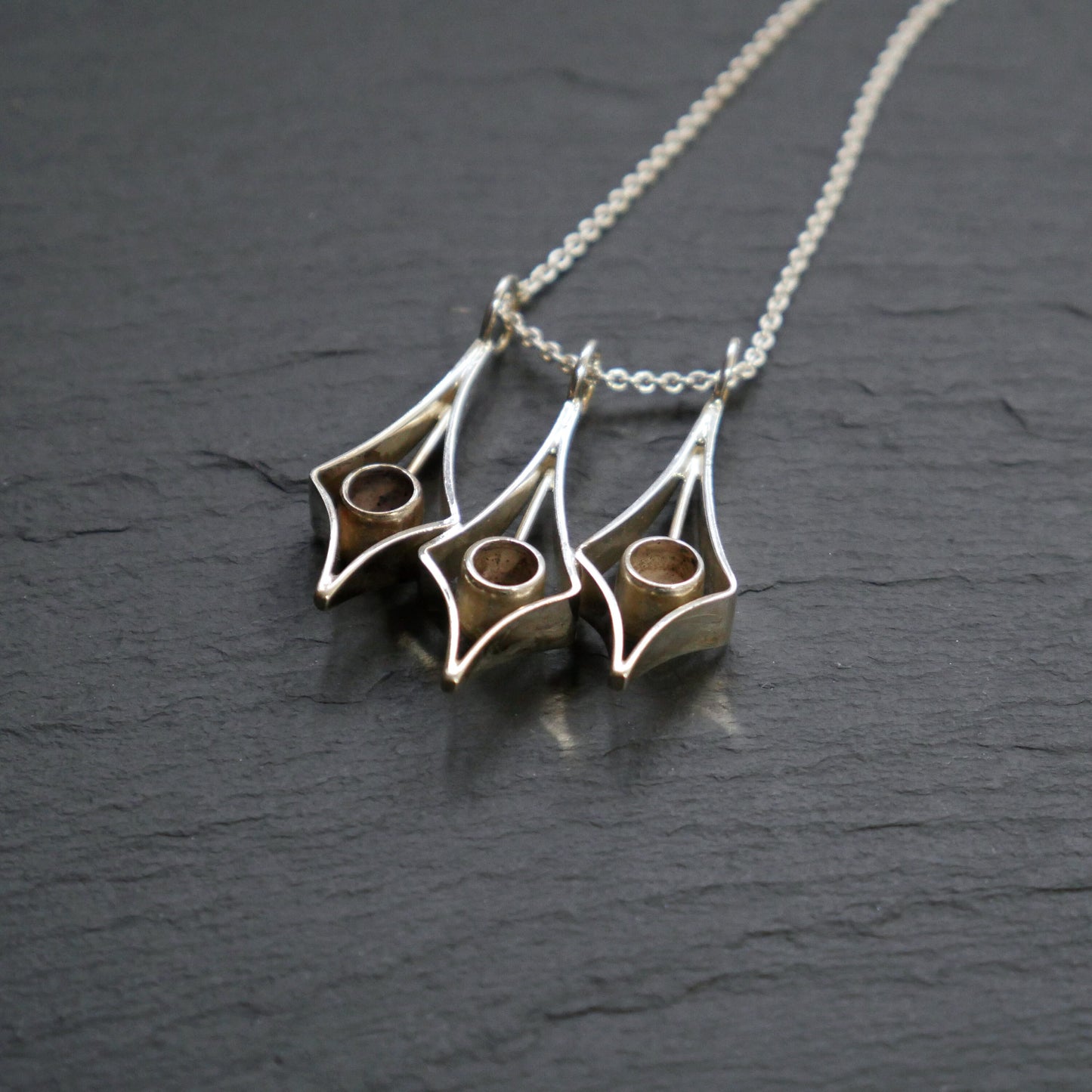 Vintage Modernist Silver Pendant with Chain By Kultasepät Salovaara, Finland (B036)