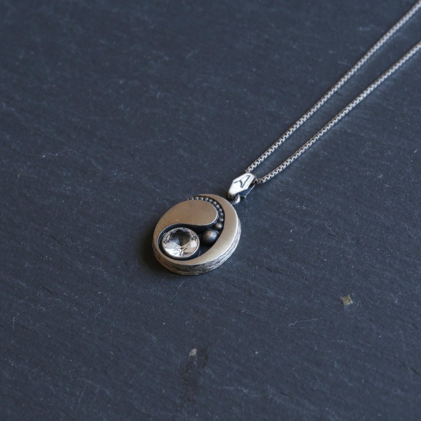 Vintage Modernist Sterling Silver 925 with Rock Crystal Pendant by KJP Nordform Finland (B064)