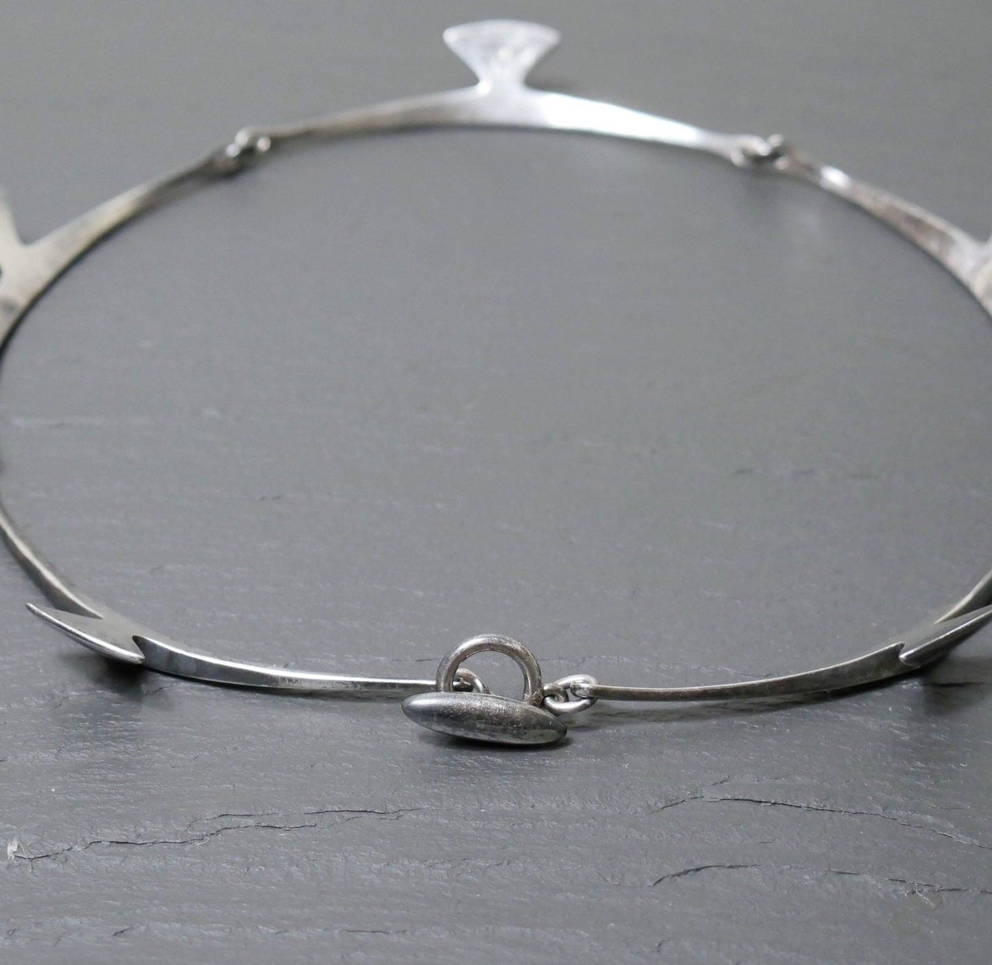 Vintage Modernist Sterling Silver and Black Enamel Choker Necklace by Hans Hansen (Georg Jensen), Denmark (B026)