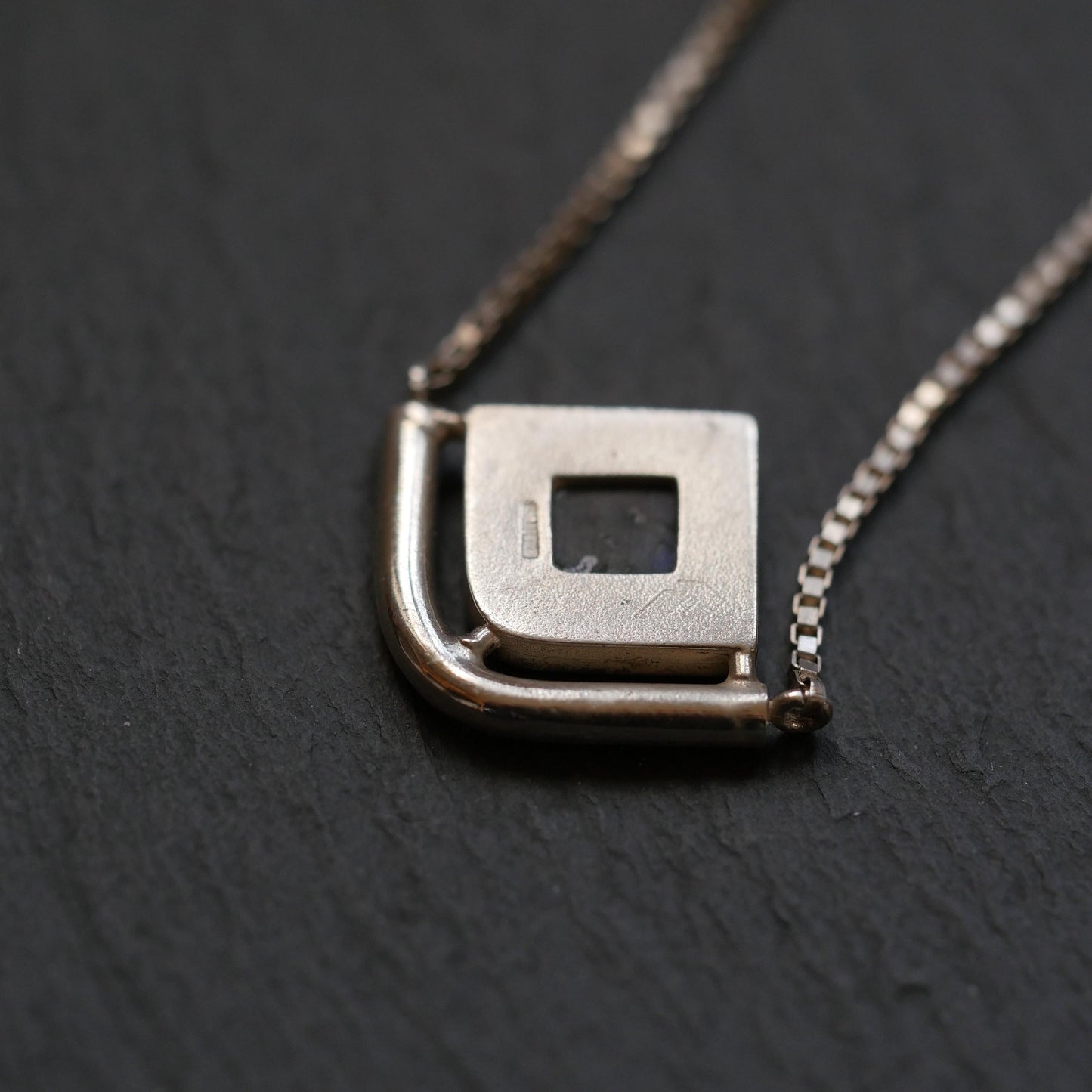 Vintage Modernist Pendant from Finland. Sterling Silver 925 with Spectrolite (B052)