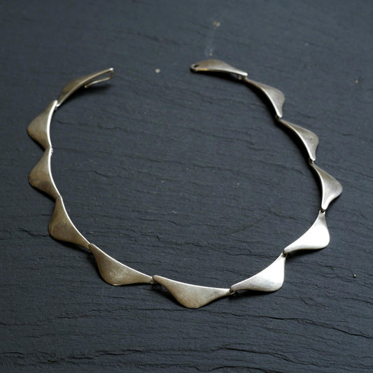Vintage Modernist Sterling Silver Collar Link Necklace by Aarre & Krogh, Denmark (B061)