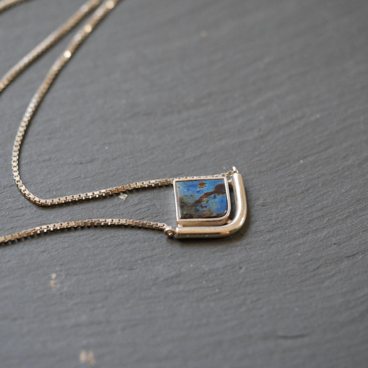Vintage Modernist Pendant from Finland. Sterling Silver 925 with Spectrolite (B052)